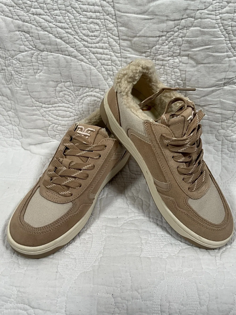 Sam Edelman Men's Tan & Cream Suede-Trim Sneakers with Sherpa Collar
